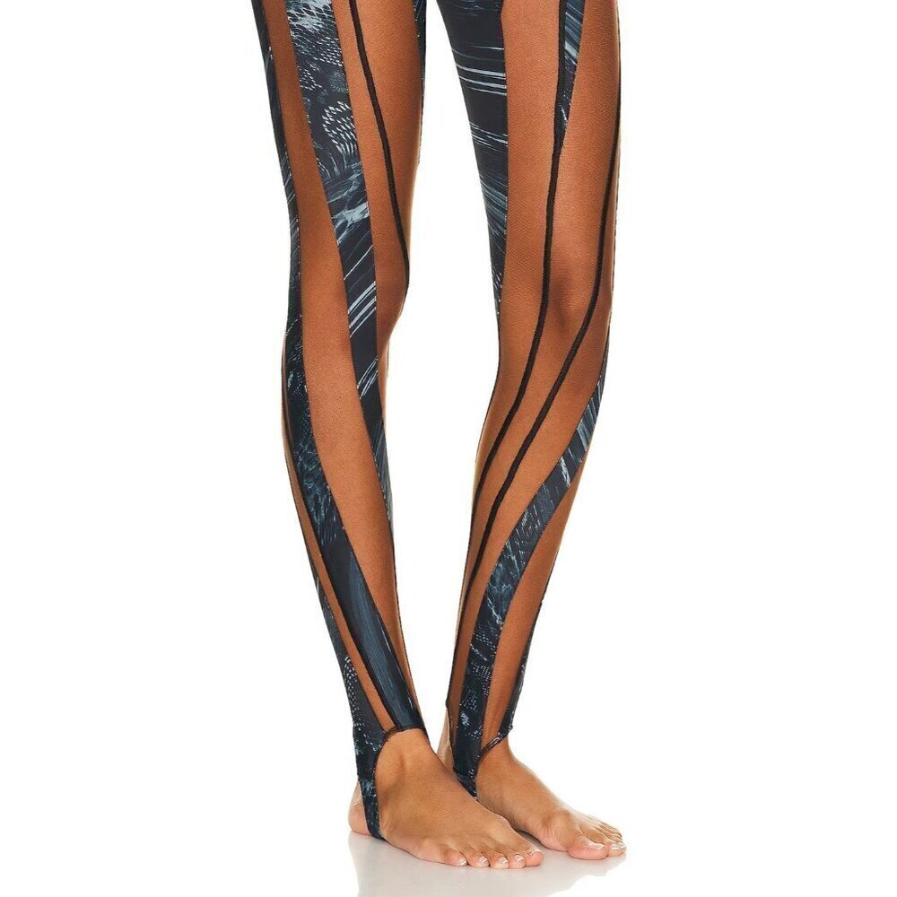 MUGLER Womens Long Sleeve Jumpsuit in Warped Snake Black Nude 34 New Catsuit - Picture 4 of 16